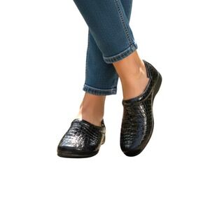 David Tate Black‎ Croc Embossed Slip On Clogs Mules Women's Casual Size 12
